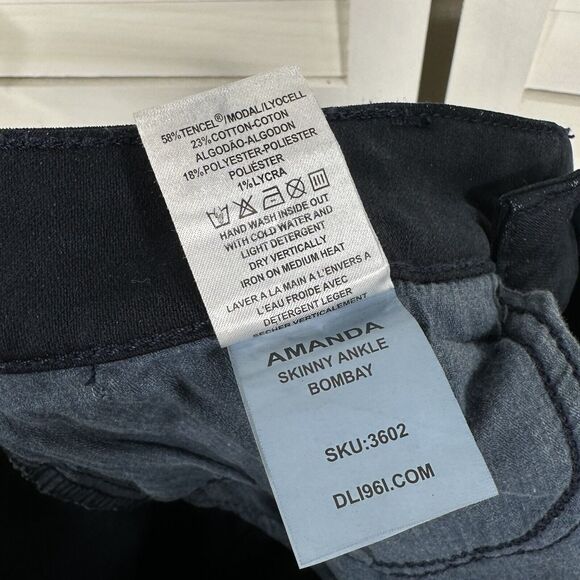 DL1961 Amanda Skinny Ankle Jeans Bombay Dark Wash Blue Raw Hem Womens Size 26 - Picture 10 of 10
